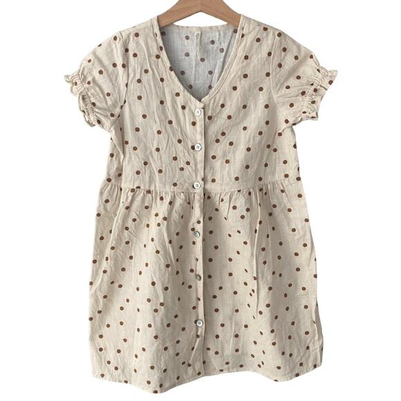 Rylee + Cru Polka Dot Dress - Cream Brown - 6/7 - Picture 1 of 6